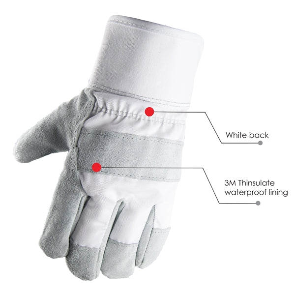 Winter Lined Waterproof Leather Palm Gloves