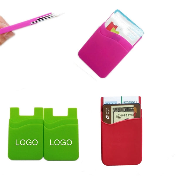 Dual Pocket Silicone Phone Wallet Card Holder