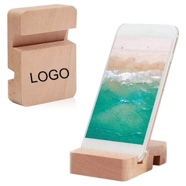 Portable Dual Slots Wooden Mobile Phones Stand Holder