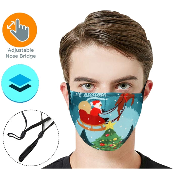 RUSH 2-Layer w/ Full Color Logo Adjustable Face Masks