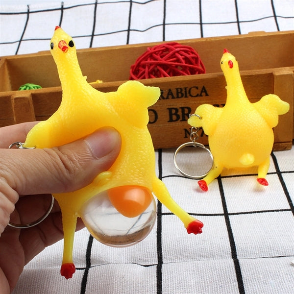 Laying Egg Hens Keychain