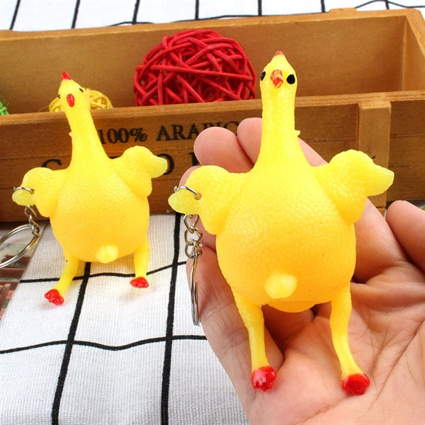 Laying Egg Hens Keychain