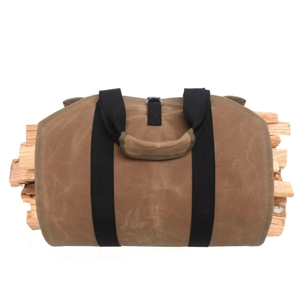 Waxed Canvas Firewood Log Carrier Tote Bag With Handles