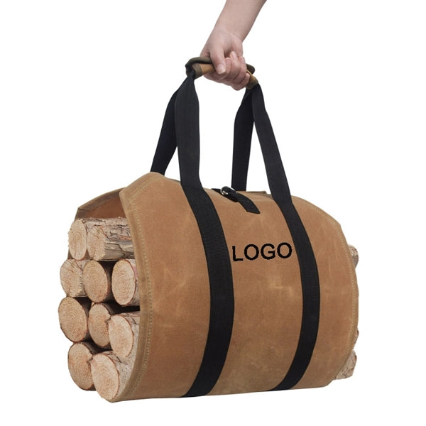 Waxed Canvas Firewood Log Carrier Tote Bag With Handles