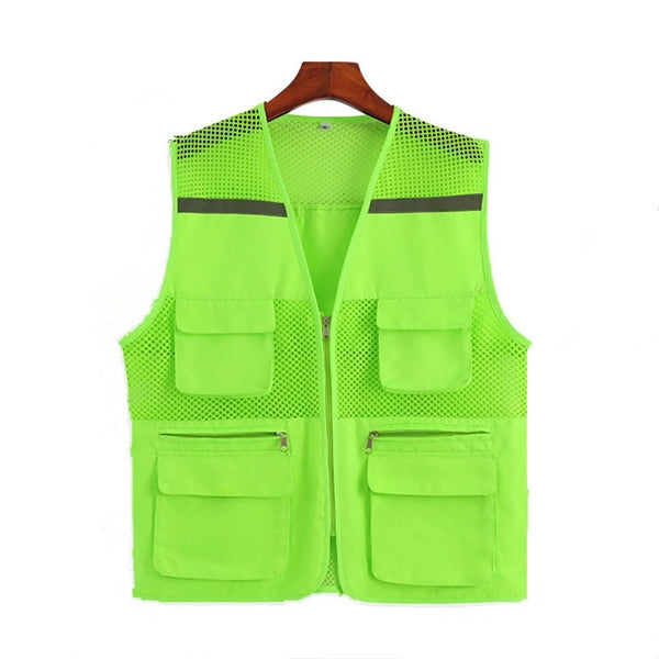 High Visibility Strip Workwear with Zipper Breathable Mesh C