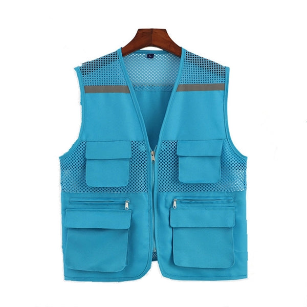 High Visibility Strip Workwear with Zipper Breathable Mesh C