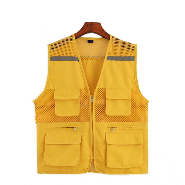 High Visibility Strip Workwear with Zipper Breathable Mesh C