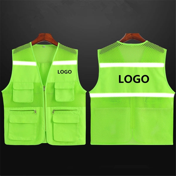 High Visibility Strip Workwear with Zipper Breathable Mesh C