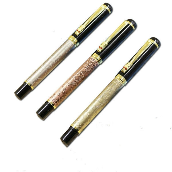 Business metal bronze carved fountain pen