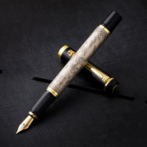 Business metal bronze carved fountain pen