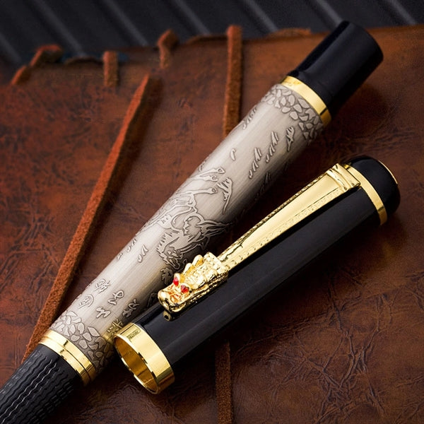 Business metal bronze carved fountain pen