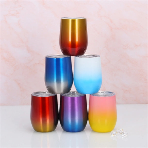 12oz Double Wall Gradient Color Eggshell Cup with Lid