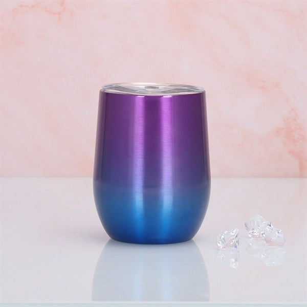12oz Double Wall Gradient Color Eggshell Cup with Lid