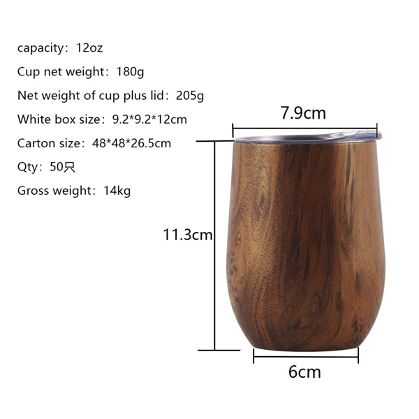 12 oz Stainless Steel Double Wall Vacuum Insulated Wine Tumb