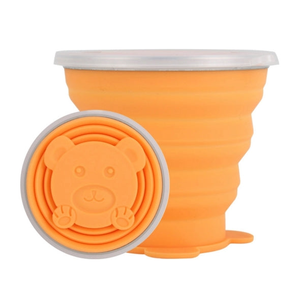 320 ml Cartoon Bear Silicone Foldable Coffee Cup with Lid
