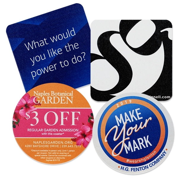 60 Point 4" Pulp Board Coasters, DIGITAL PRINT