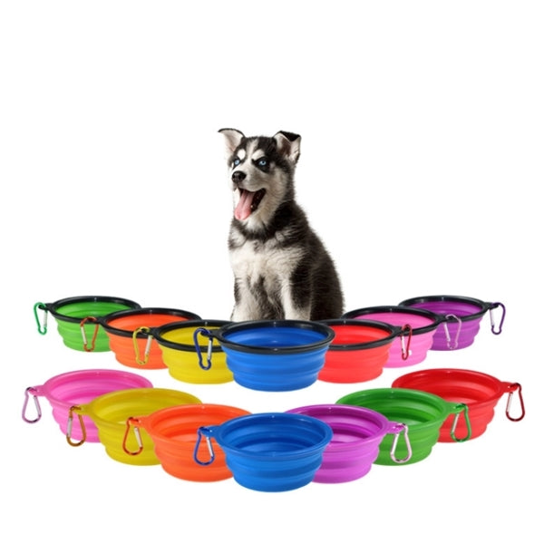 Collapsible Travel Silicone Dog Bowl Feeder With Carabiner