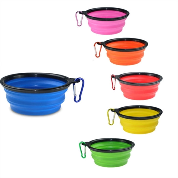 Collapsible Travel Silicone Dog Bowl Feeder With Carabiner