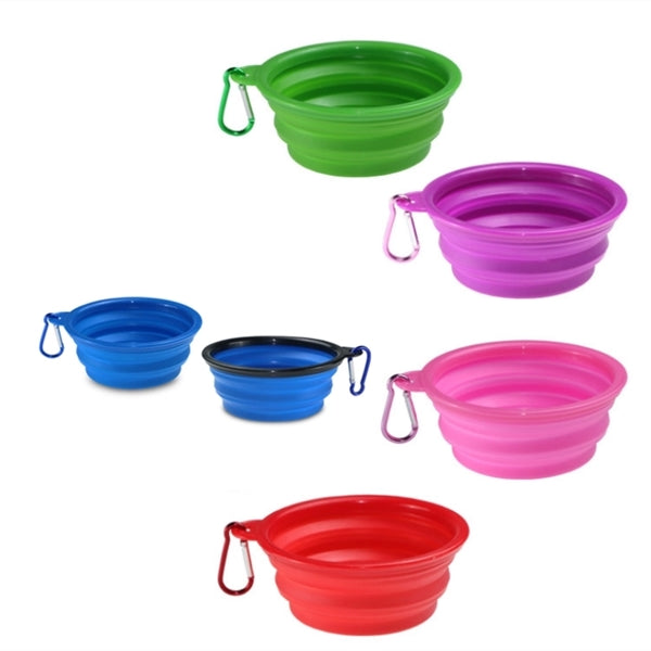 Collapsible Travel Silicone Dog Bowl Feeder With Carabiner