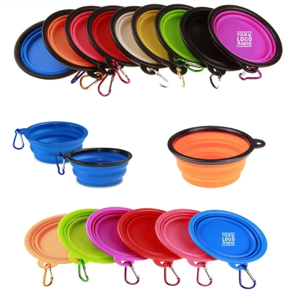Collapsible Travel Silicone Dog Bowl Feeder With Carabiner