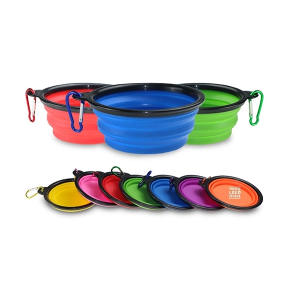 Collapsible Travel Silicone Dog Bowl Feeder With Carabiner