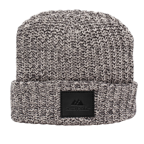 MILLINER Cuffed 100% Cotton Knit Beanie with Leather Patch