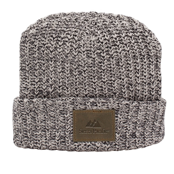 MILLINER Cuffed 100% Cotton Knit Beanie with Leather Patch