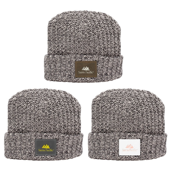 MILLINER Cuffed 100% Cotton Knit Beanie with Leather Patch