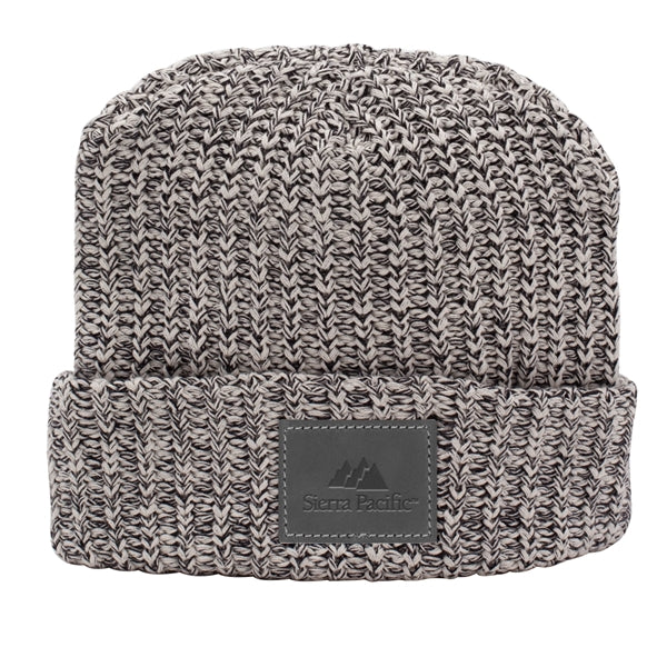 MILLINER Cuffed 100% Cotton Knit Beanie with Leather Patch