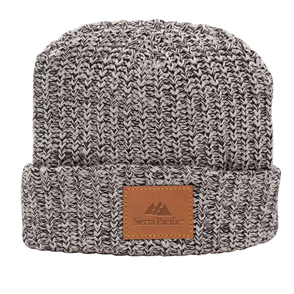 MILLINER Cuffed 100% Cotton Knit Beanie with Leather Patch