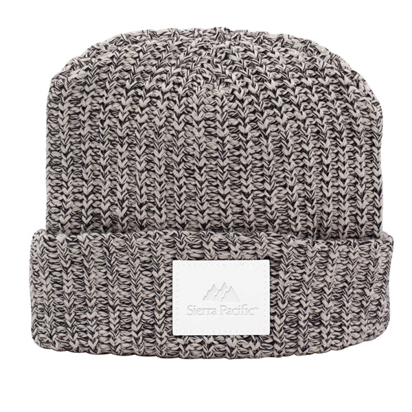 MILLINER Cuffed 100% Cotton Knit Beanie with Leather Patch
