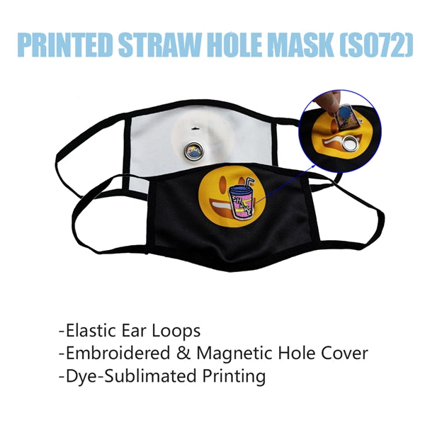 Printed Mask With Straw Hole