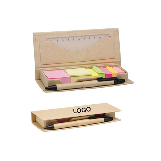 Logo Memo Note Pads Set With Ruler and Pen