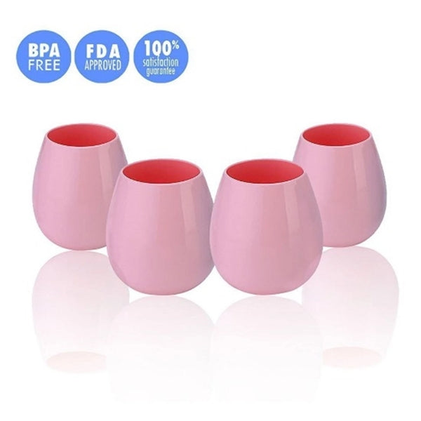 Unbreakable Stemless Plastic Wine Glasses 11.6 oz
