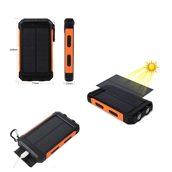 Fast Shipping 10000mah Solar Power Bank With Carabiner