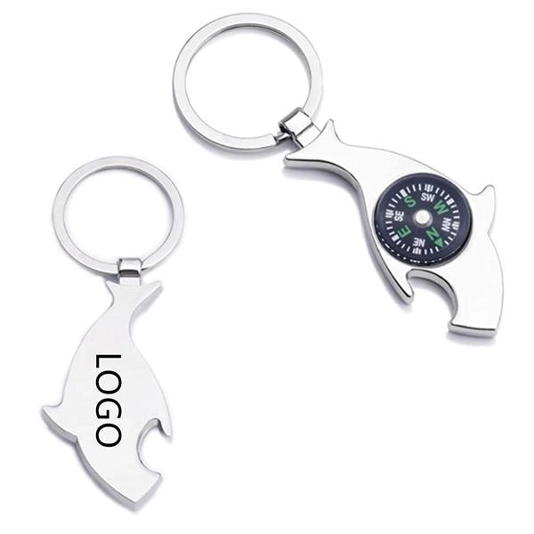 Metal Keychain With Bottle Opener Compass