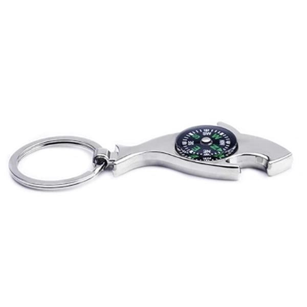 Metal Keychain With Bottle Opener Compass