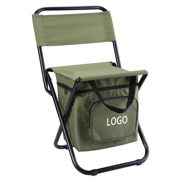 Foldable Camping Chair with Cooler Bag Compact Fishing Stool