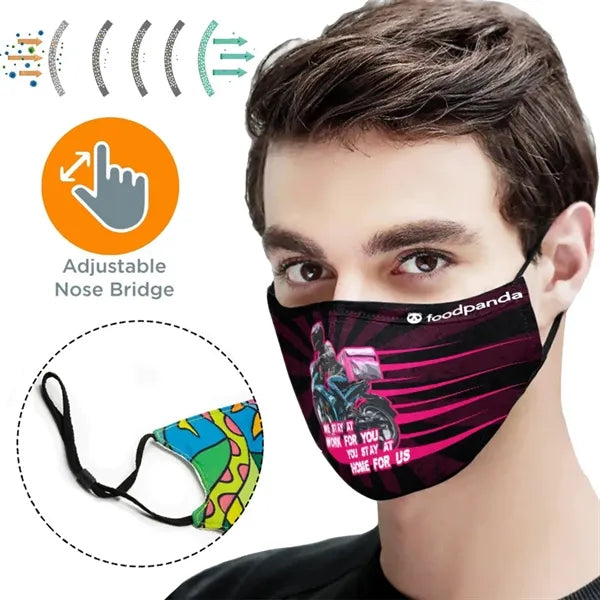 5 Layer Full Color Face Mask w/ Adjustable Ear Loop