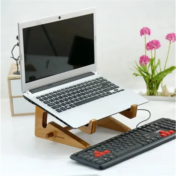 Desk Riser Computer Holder Bamboo Wooden Laptop Stand
