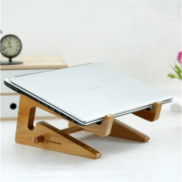 Desk Riser Computer Holder Bamboo Wooden Laptop Stand