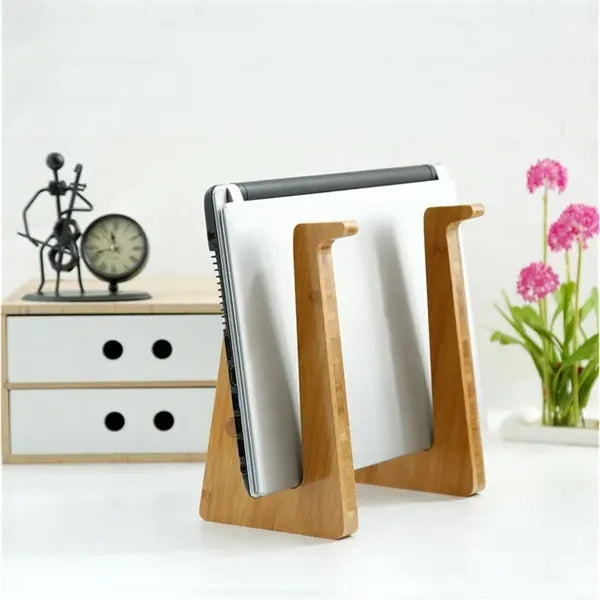 Desk Riser Computer Holder Bamboo Wooden Laptop Stand