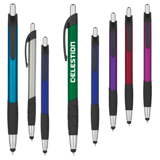 Sleek Plunger Action Pen with Stylus