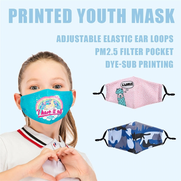 Dye-Sub Printed Adjustable Earloop Youth Face Mask