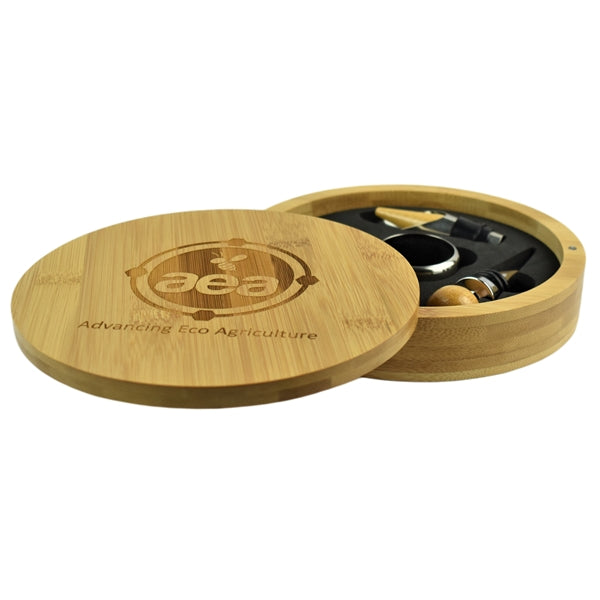 Round Bamboo 4-Piece Wine Tool Set 6 1/4"