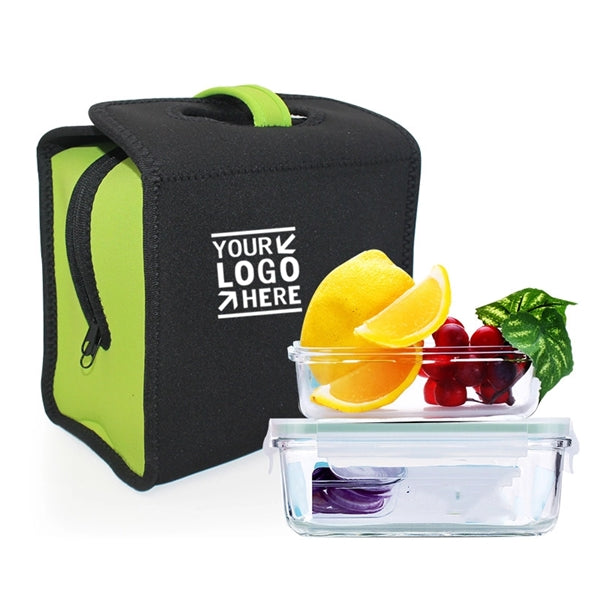 Neoprene Zippered Cooler Tote Handbag Insulated Lunch Bag