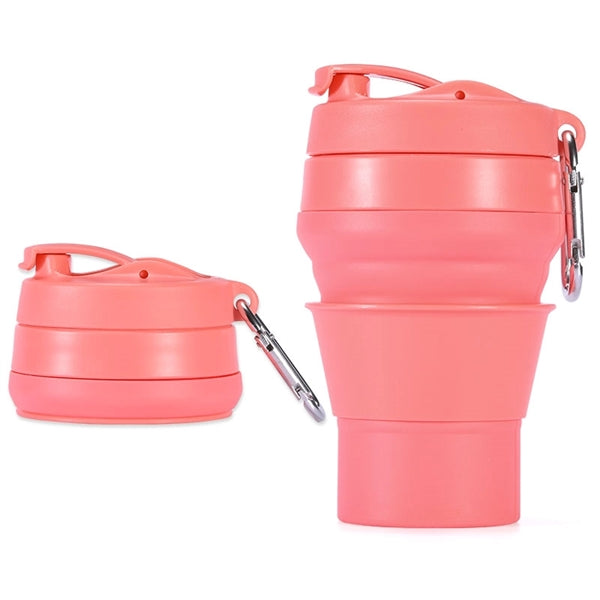Silicone Collapsible Cup W/ Carabiner Straw