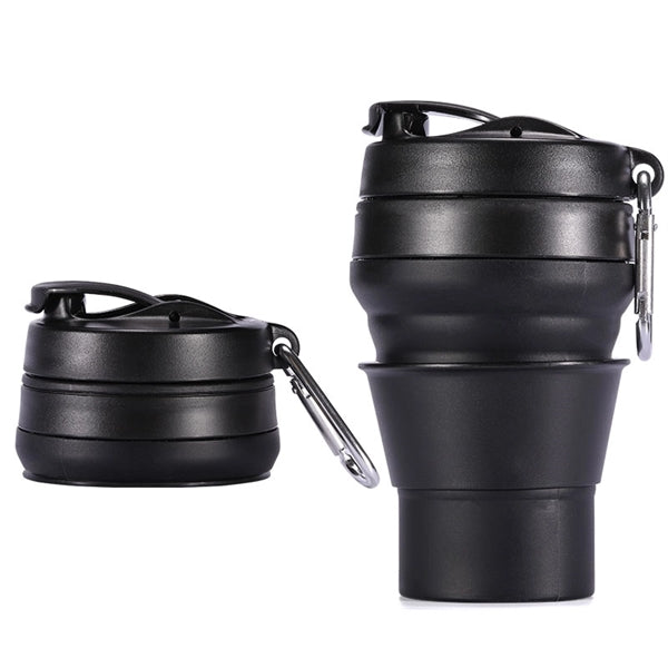 Silicone Collapsible Cup W/ Carabiner Straw