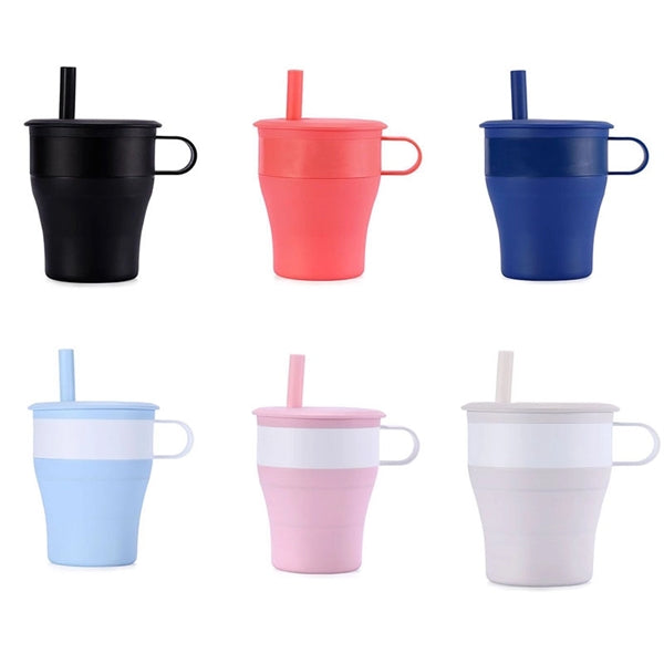 Collapsible Silicone Travel Cup W/ Straw