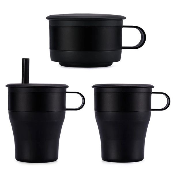 Collapsible Silicone Travel Cup W/ Straw